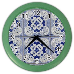 Ceramic-portugal-tiles-wall Color Wall Clock by Amaryn4rt