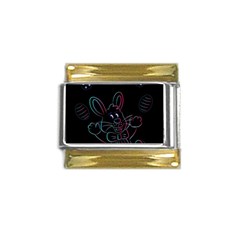 Easter-bunny-hare-rabbit-animal Gold Trim Italian Charm (9mm) by Amaryn4rt