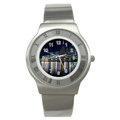 Cleveland Building City By Night Stainless Steel Watch by Amaryn4rt