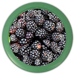 Blackberries-background-black-dark Color Wall Clock by Amaryn4rt