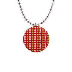 Festive Pattern Christmas Holiday 1  Button Necklace by Amaryn4rt