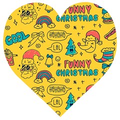 Colorful-funny-christmas-pattern Cool Ho Ho Ho Lol Wooden Puzzle Heart by Amaryn4rt