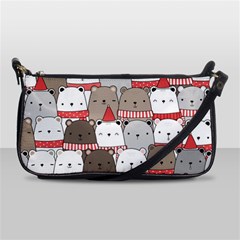 Cute Adorable Bear Merry Christmas Happy New Year Cartoon Doodle Seamless Pattern Shoulder Clutch Bag by Amaryn4rt