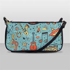 Seamless-pattern-musical-instruments-notes-headphones-player Shoulder Clutch Bag by Amaryn4rt