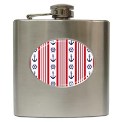 Nautical-papers-nautical-background Hip Flask (6 Oz) by Amaryn4rt