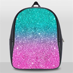 Pink And Turquoise Glitter School Bag (large) by Sarkoni