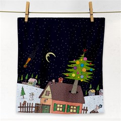 House Tree Man Moon Night Stars Face Towel by Pakjumat