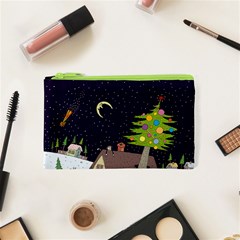 House Tree Man Moon Night Stars Cosmetic Bag (xs) by Pakjumat