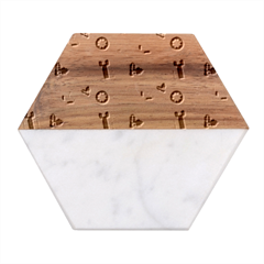 Festive Background Holiday Background Marble Wood Coaster (hexagon)  by Pakjumat