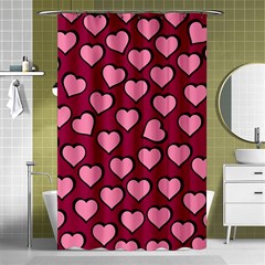 Pattern Pink Abstract Heart Shower Curtain 48  X 72  (small)  by Pakjumat