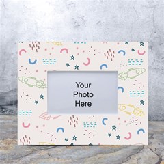 Spaceship Pattern Star White Tabletop Photo Frame 4 x6  by Pakjumat