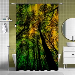 Landscape Night Moon Star Nature Shower Curtain 48  X 72  (small)  by Pakjumat