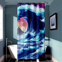 Storm Tsunami Waves Ocean Sea Nautical Nature Shower Curtain 36  X 72  (stall)  by Pakjumat