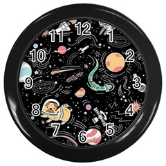 Animals Galaxy Space Wall Clock (black) by Pakjumat