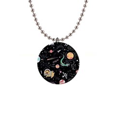 Animals Galaxy Space 1  Button Necklace by Pakjumat