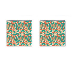 Multicolored Honeycomb Colorful Abstract Geometry Cufflinks (square) by Pakjumat