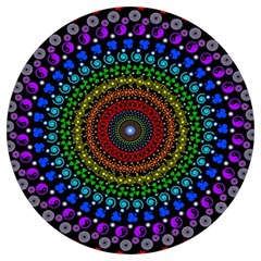 3d Psychedelic Shape Circle Dots Color Round Trivet by Modalart