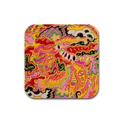 Fantasy Psychedelic Surrealism Trippy Rubber Square Coaster (4 Pack) by Modalart