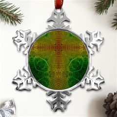 Psychedelic Screen Trippy Metal Small Snowflake Ornament by Modalart