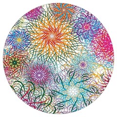 Psychedelic Flowers Yellow Abstract Psicodelia Round Trivet by Modalart