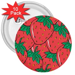 Texture Sweet Strawberry Dessert Food Summer Pattern 3  Buttons (10 Pack)  by Sarkoni