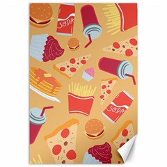 Fast Junk Food  Pizza Burger Cool Soda Pattern Canvas 24  X 36  by Sarkoni