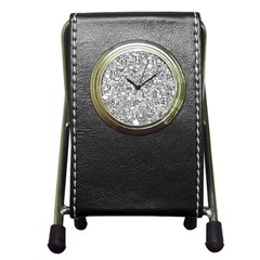 Food Doodle Pattern Pen Holder Desk Clock by Sarkoni