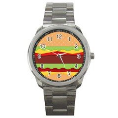 Cake Cute Burger Sport Metal Watch by Dutashop