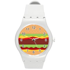 Cake Cute Burger Round Plastic Sport Watch (m) by Dutashop