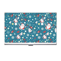 Christmas Pattern Santa Blue Business Card Holder by Sarkoni