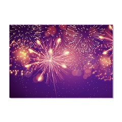 Fireworks On A Purple With Fireworks New Year Christmas Pattern Crystal Sticker (a4) by Sarkoni