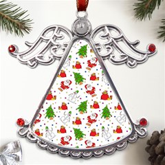 Christmas Santa Pattern Tree Metal Angel With Crystal Ornament by Sarkoni