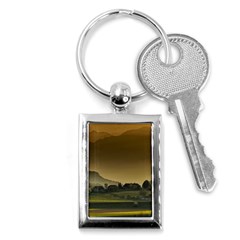 Mountains Village Trees Hills Key Chain (rectangle) by Sarkoni