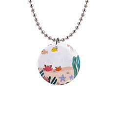 Cartoon Marine Life Marine Drawing 1  Button Necklace by Sarkoni