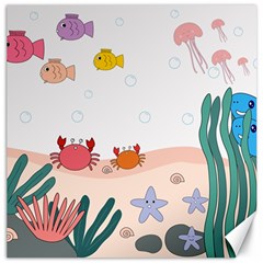 Cartoon Marine Life Marine Drawing Canvas 20  X 20  by Sarkoni