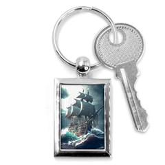 Pirate Ship Boat Sea Ocean Storm Key Chain (rectangle) by Sarkoni