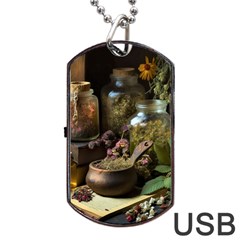 Apothecary Old Herbs Natural Dog Tag Usb Flash (two Sides) by Sarkoni