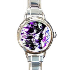 Abstract Canvas Acrylic Digital Design Round Italian Charm Watch by Amaryn4rt