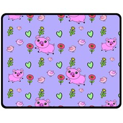 Flower Pink Pig Piggy Seamless Fleece Blanket (medium) by Ravend