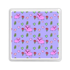 Flower Pink Pig Piggy Seamless Memory Card Reader (square) by Ravend