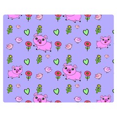 Flower Pink Pig Piggy Seamless Two Sides Premium Plush Fleece Blanket (medium) by Ravend