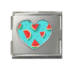 Watermelon Fruit Slice Mega Link Heart Italian Charm (18mm) by Ravend