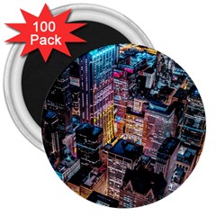 Aerial Photo Of Cityscape At Night 3  Magnets (100 Pack) by Modalart