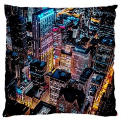 Aerial Photo Of Cityscape At Night Standard Premium Plush Fleece Cushion Case (two Sides) by Modalart