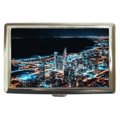 Aerial Photography Of Lighted High Rise Buildings Cigarette Money Case by Modalart