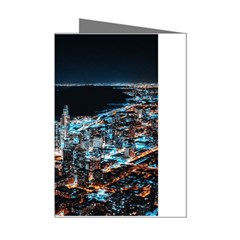 Aerial Photography Of Lighted High Rise Buildings Mini Greeting Cards (pkg Of 8) by Modalart