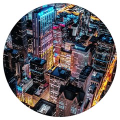 Aerial Photo Of Cityscape At Night Round Trivet by Modalart