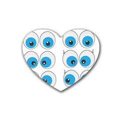 Eyes Comic Cartoon Fun Funny Toon Rubber Coaster (heart) by Ndabl3x