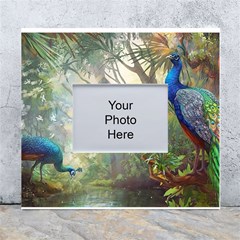 Peafowl Peacock Bird Birds Painting Art Wildlife White Wall Photo Frame 5  X 7  by Sarkoni