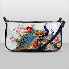 Birds Peacock Artistic Colorful Flower Painting Shoulder Clutch Bag by Sarkoni